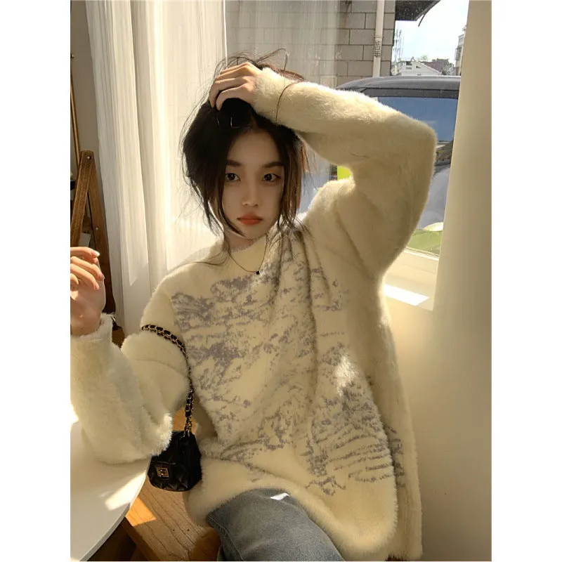 Advbridge harajuku fashion dress to impress Korean Style Soft Glutinous Mink Wool Sweater Women's Autumn Gentle Style Sweater Loose High-Grade Top Thickened