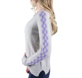 Alashan Cashmere Checkerboard Sweater - Ash/Lilac