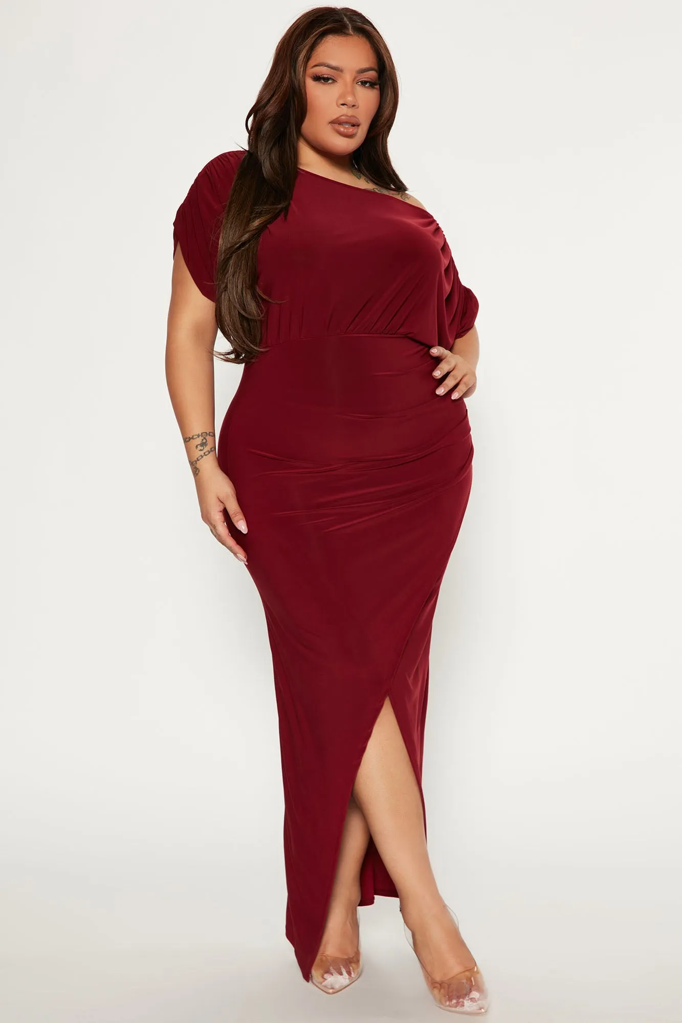 Alex Off Shoulder Maxi Dress - Burgundy