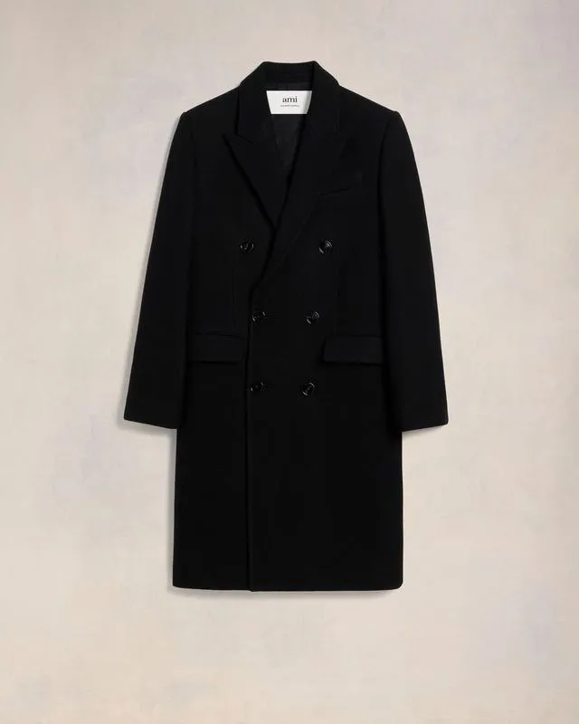 AMI PARIS Double-Breasted Wool Overcoat for Men