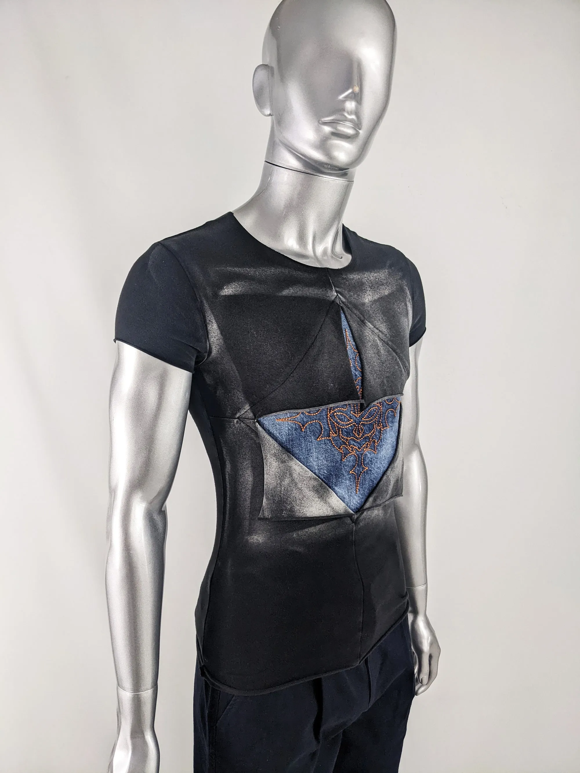 Andrew Mackenzie Mens Vintage Slashed Denim T-Shirt, Spring 2002