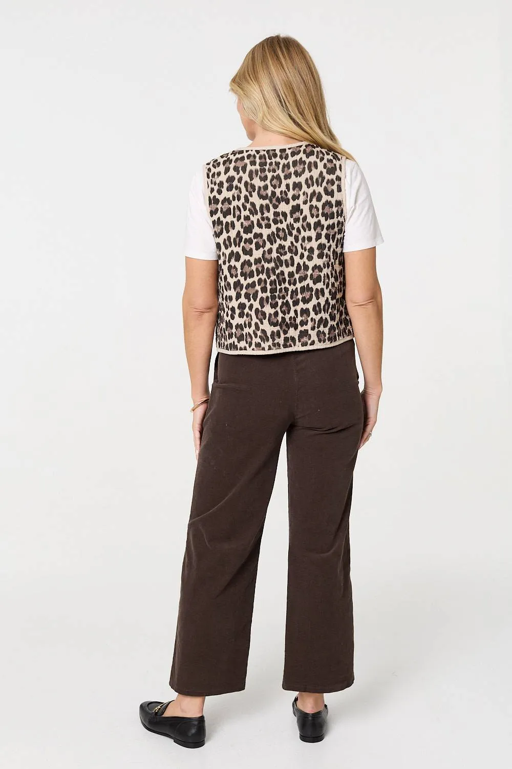 Animal Print Sleeveless Tie front Vest