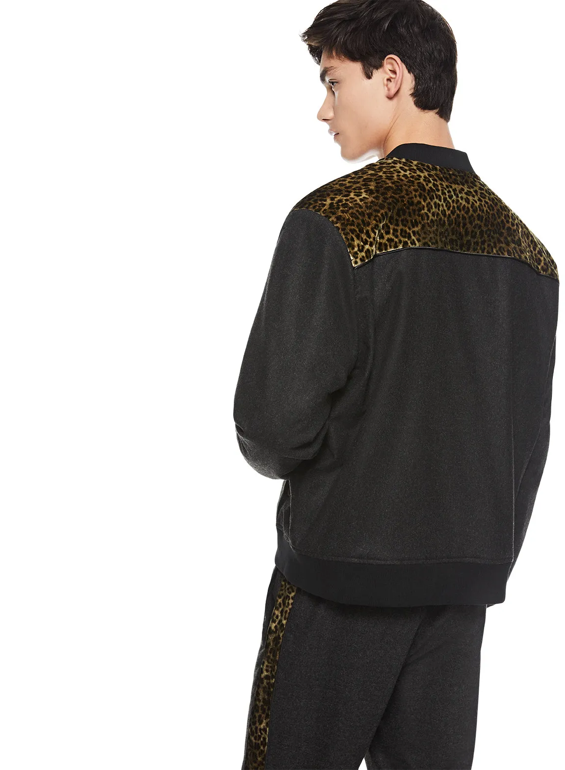 Animal Velvet Contrast Panel Track Jacket