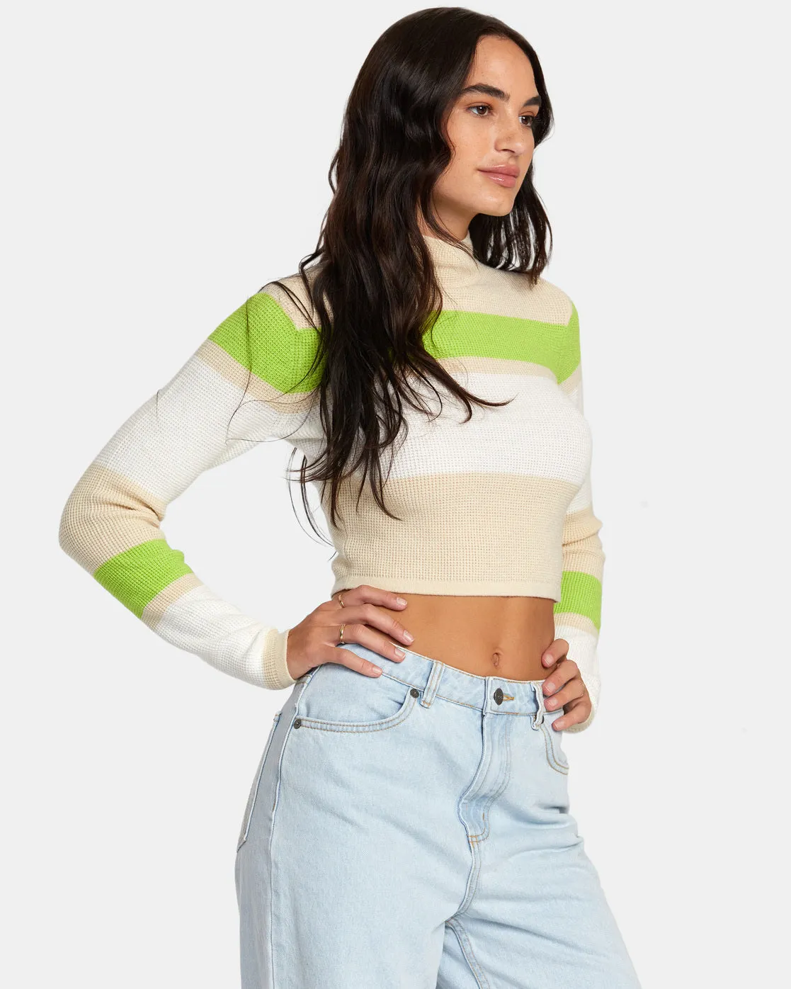 Après Sweater Long Sleeve Crop Top - Latte