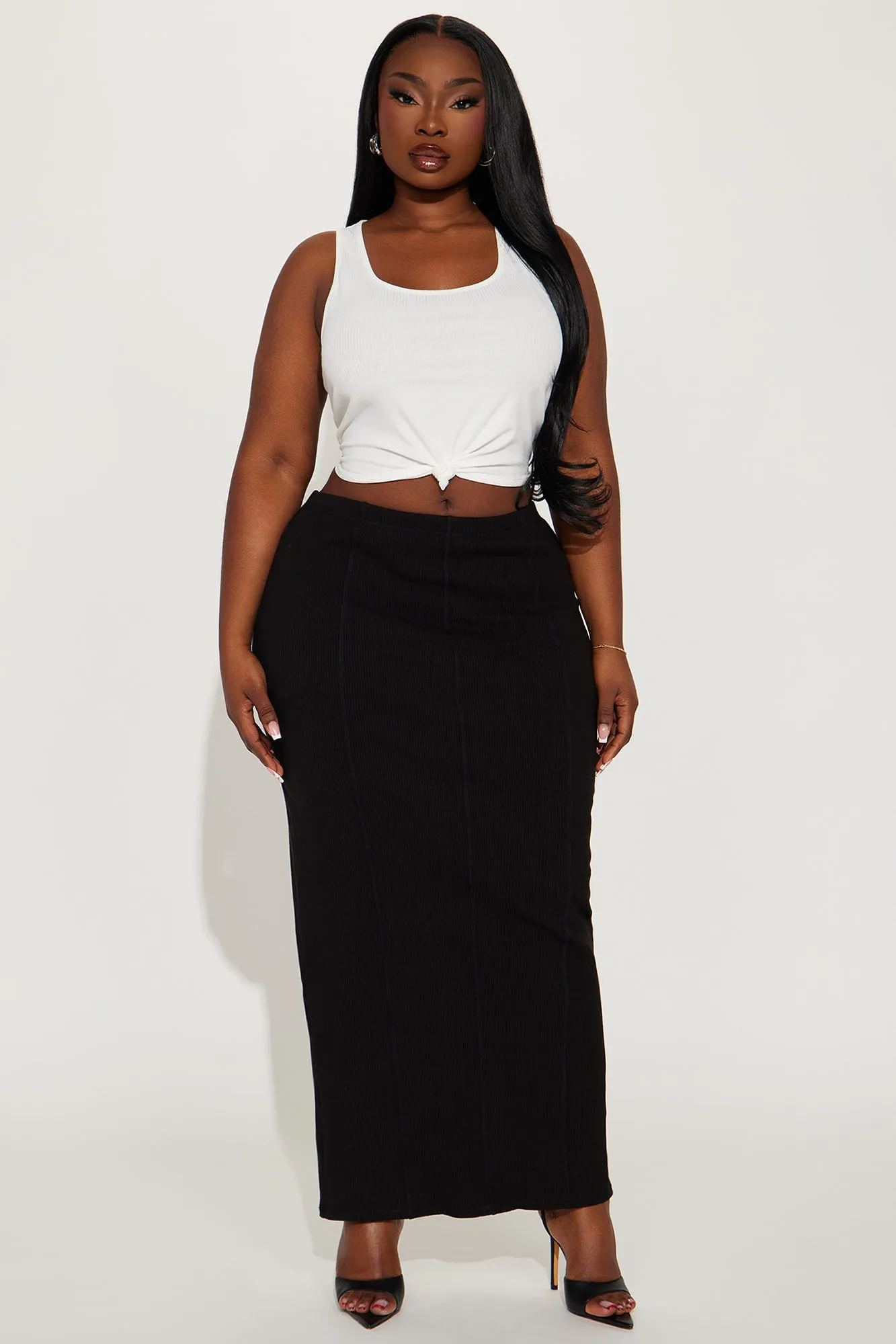 Ashley Heavy Ribbed Maxi Skirt - Black