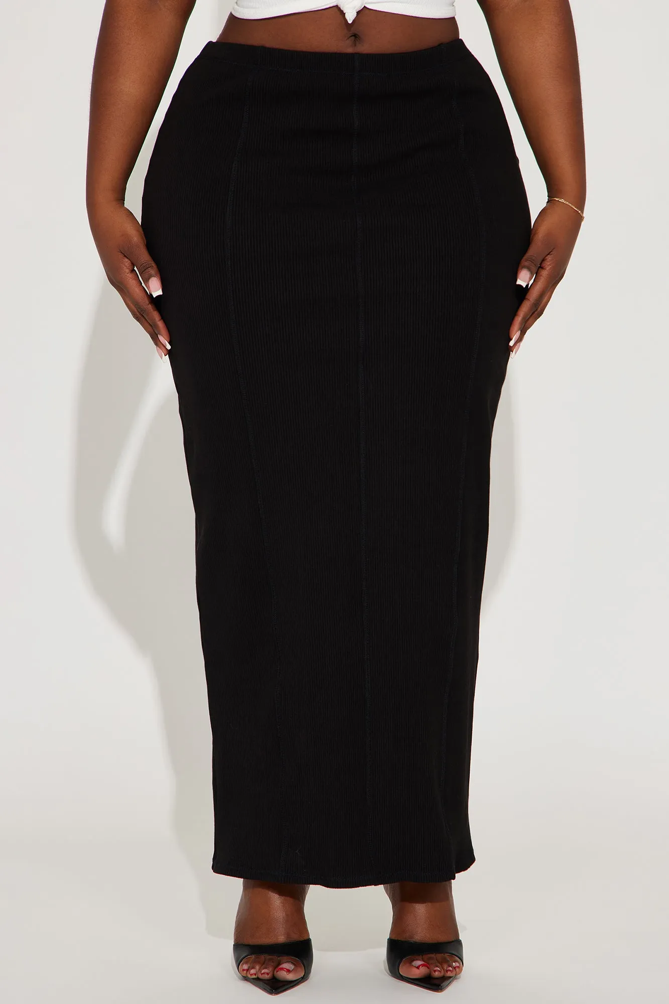 Ashley Heavy Ribbed Maxi Skirt - Black