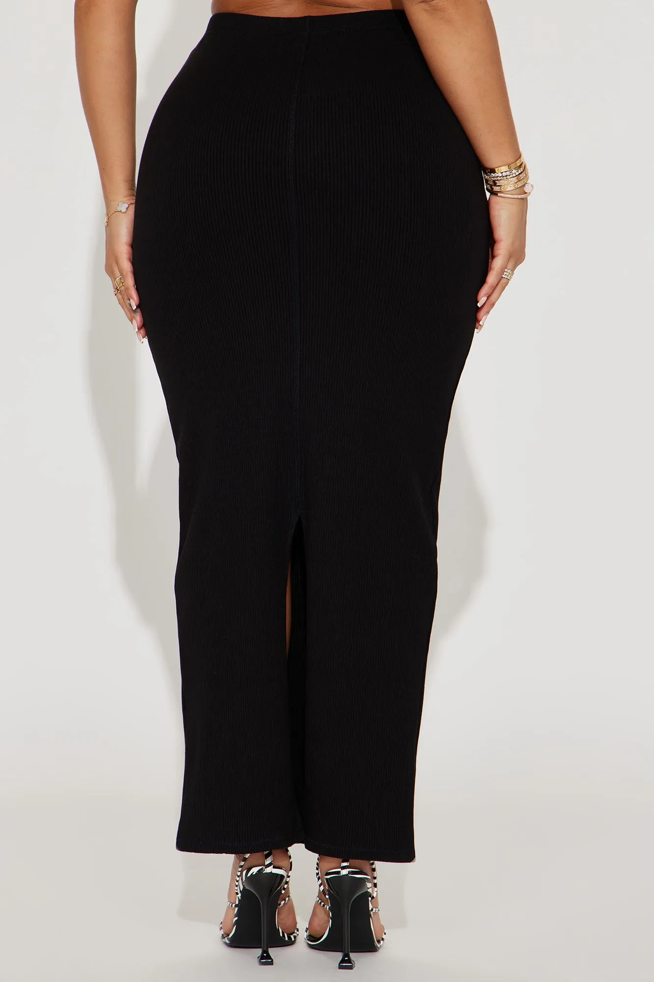 Ashley Heavy Ribbed Maxi Skirt - Black