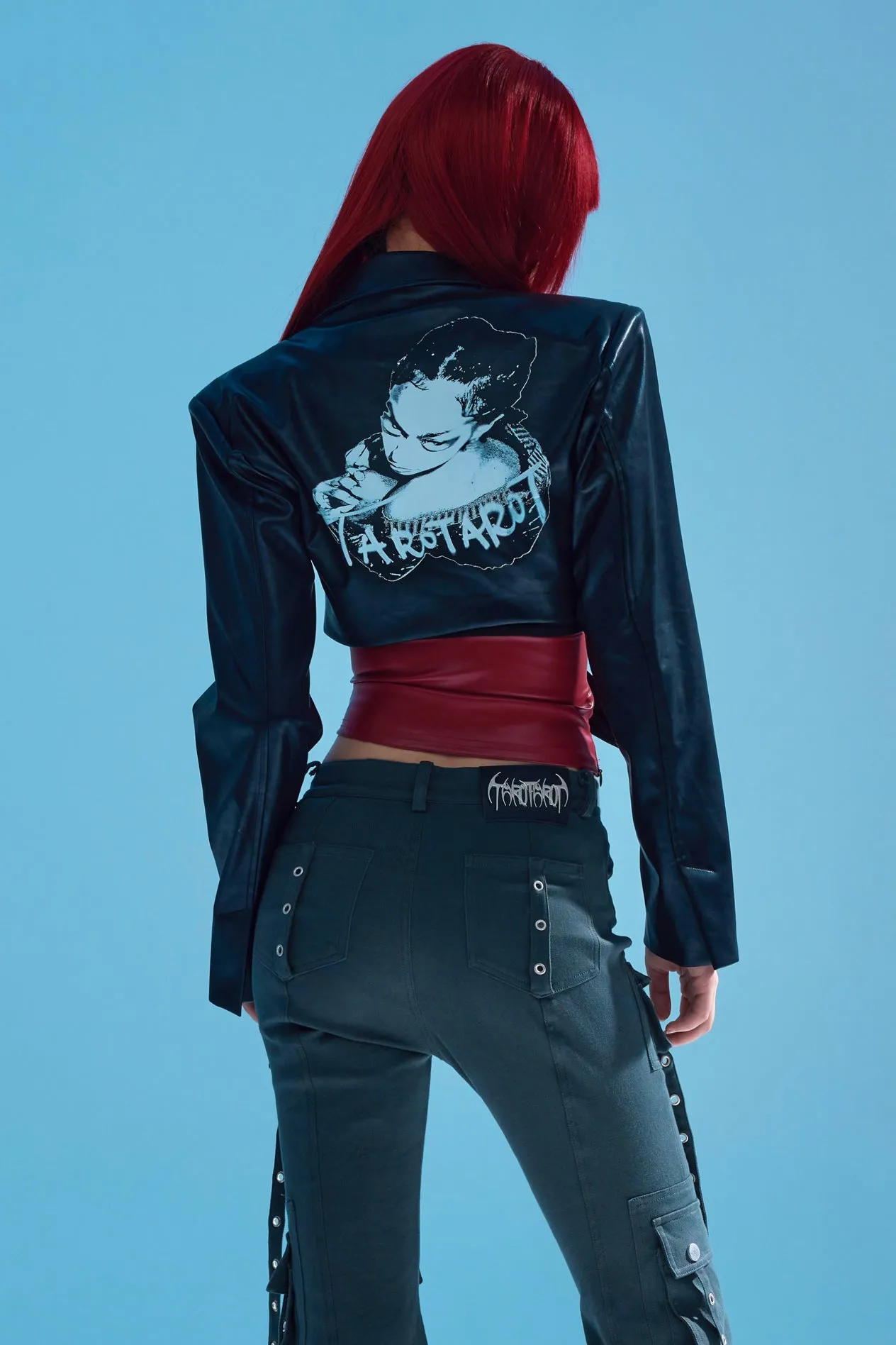 ASSASSIN waist short leather jacket