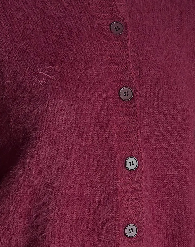 Audrina Cardigan in Fluffy Burgundy