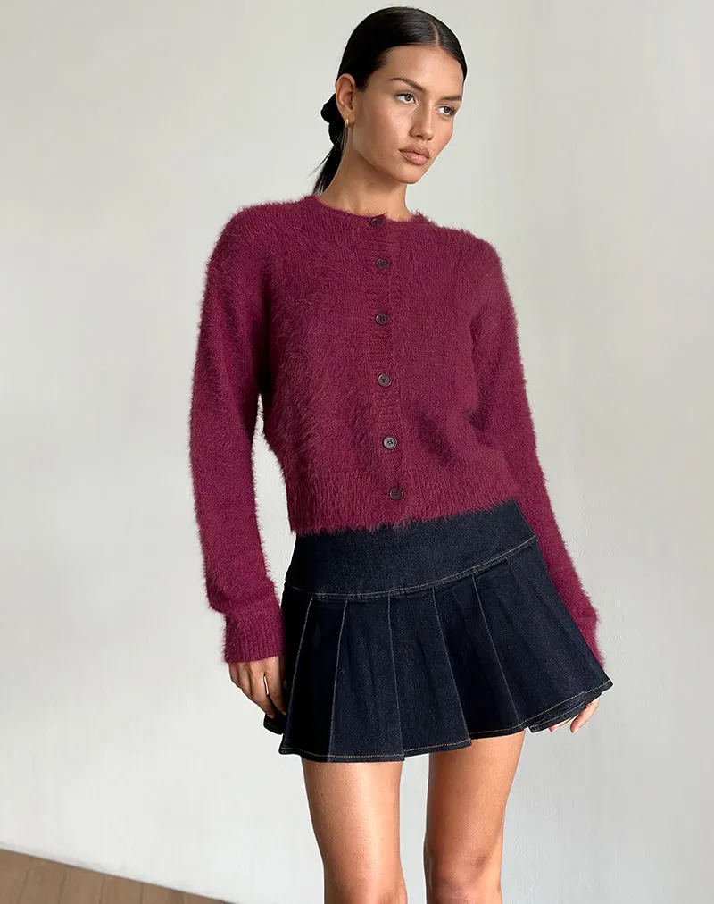 Audrina Cardigan in Fluffy Burgundy