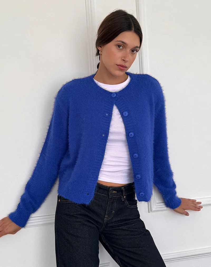 Audrina Cardigan in Fluffy Cobalt Blue