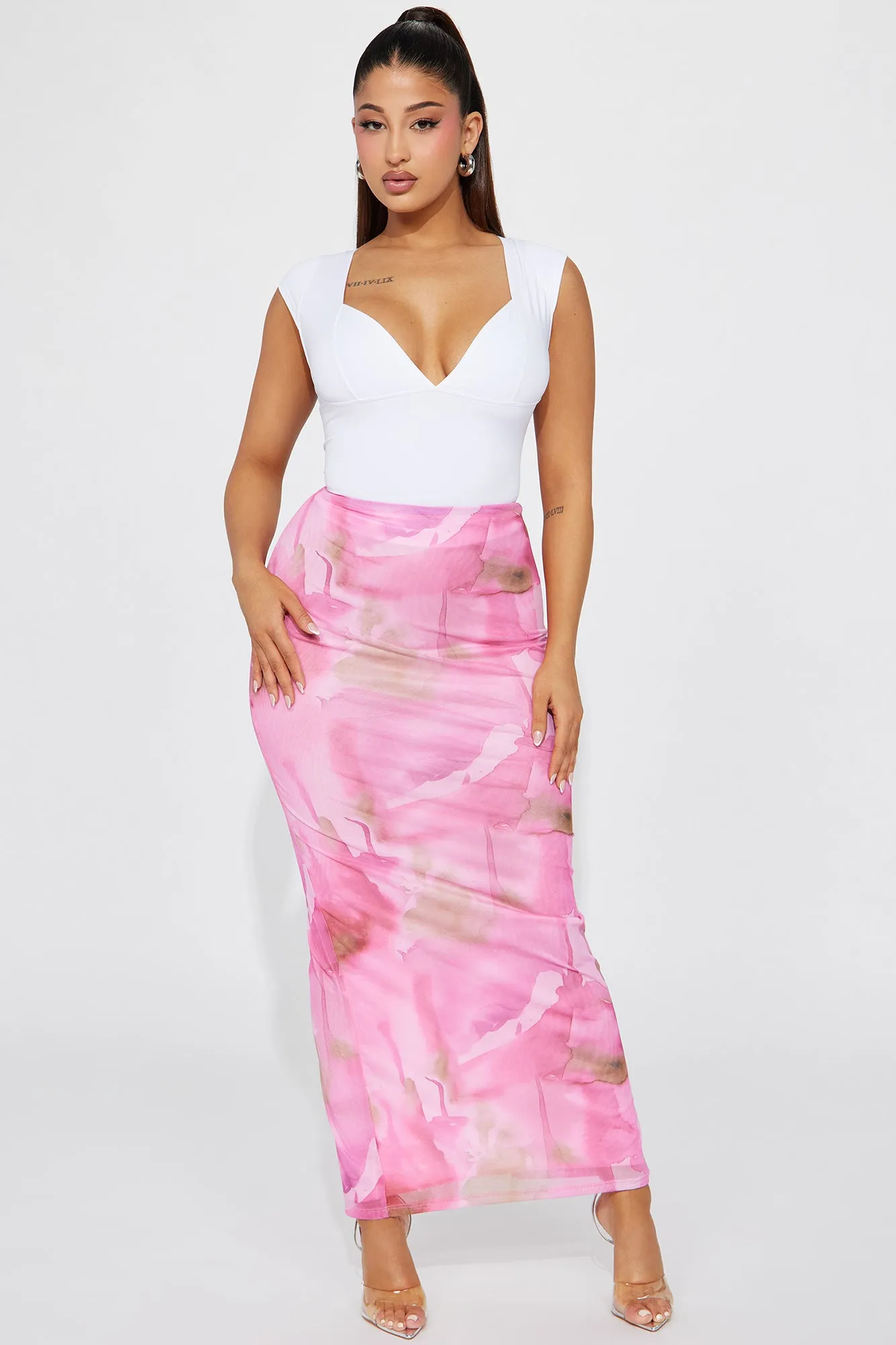 Aurora Mesh Maxi Skirt - Pink/combo