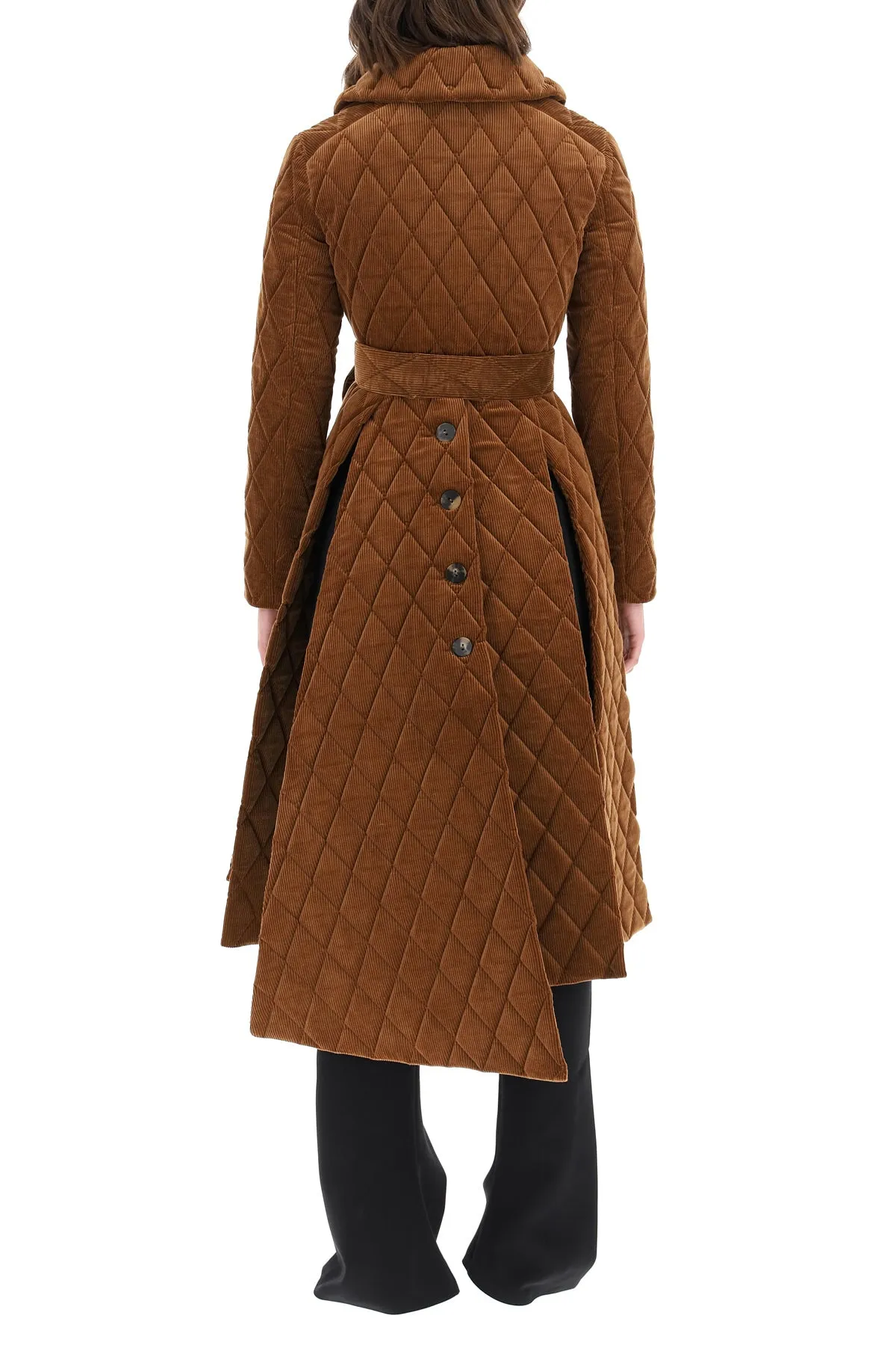 A.W.A.K.E. Mode Quilted Belted Corduroy Coat