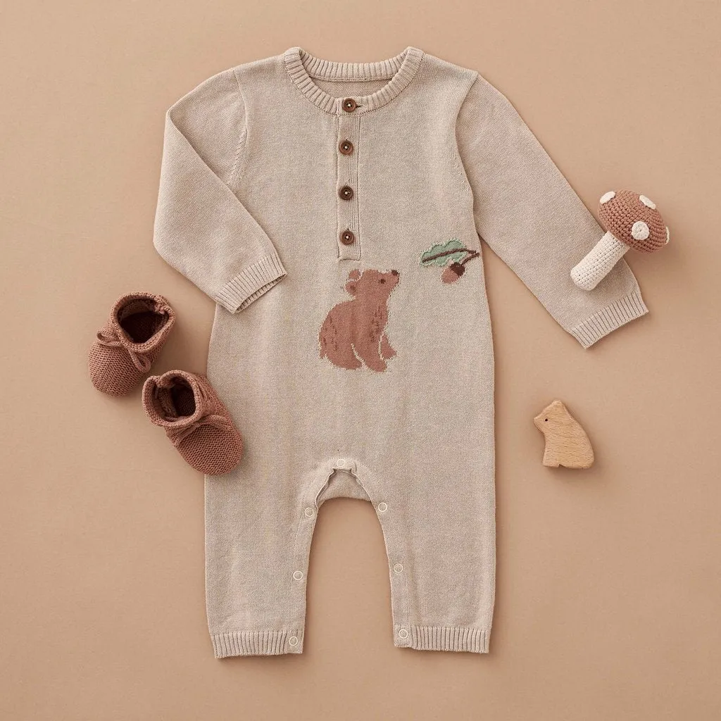 BEAR KNIT BABY JUMPSUIT