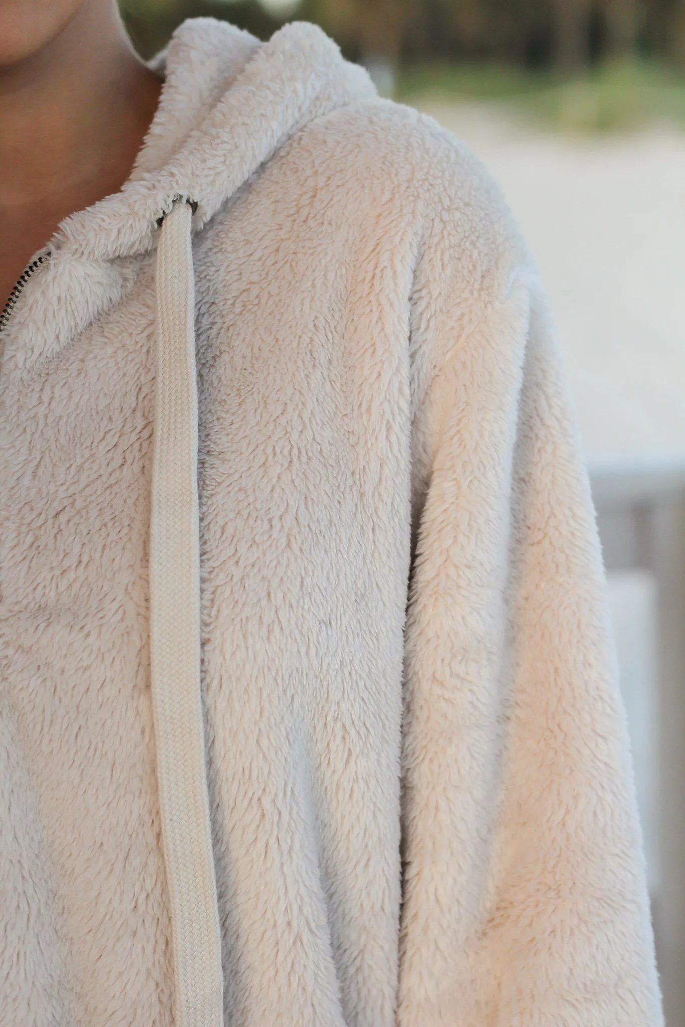 Beige Fur Pullover Sweater