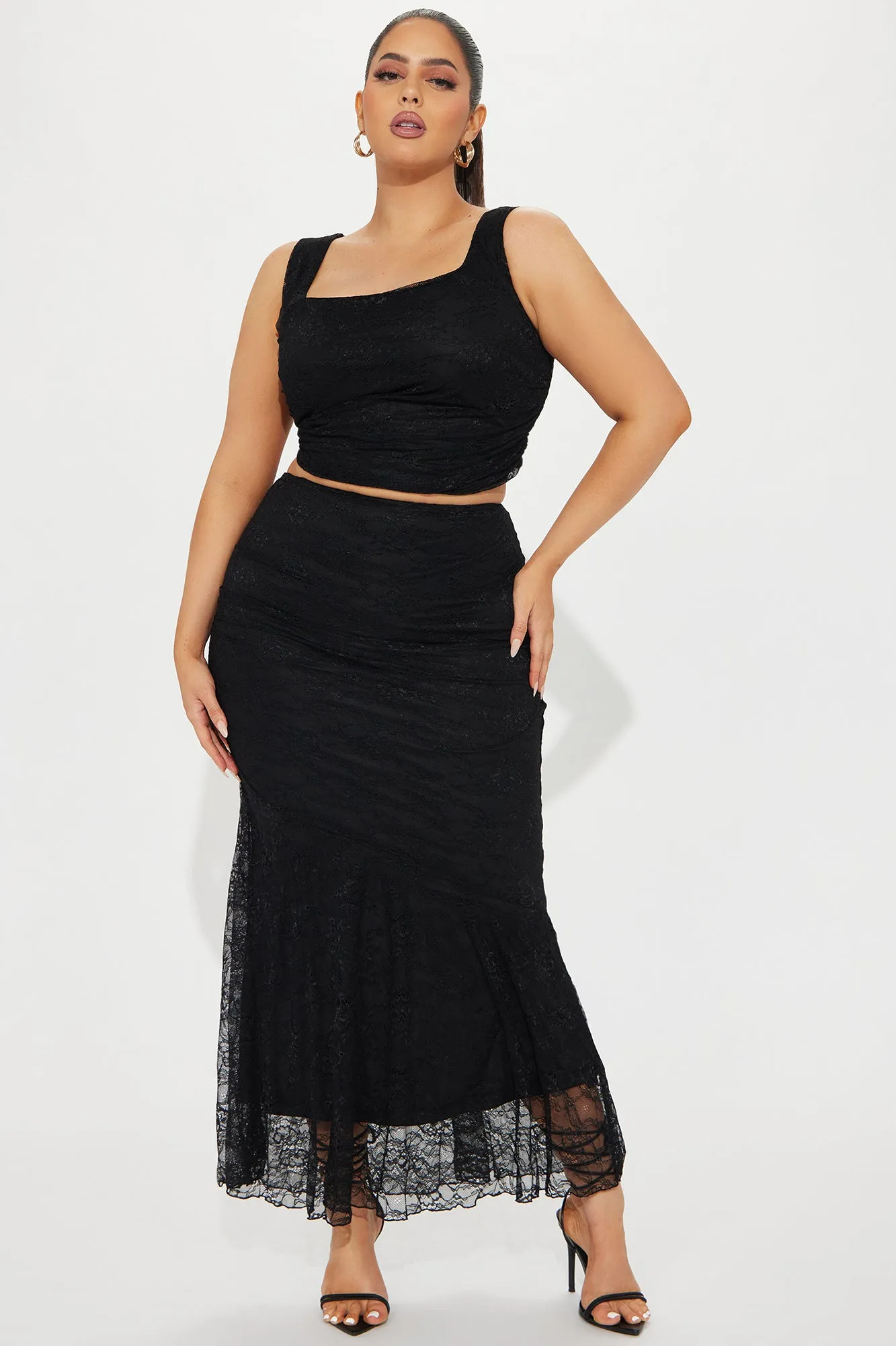 Bella Lace Skirt Set - Black