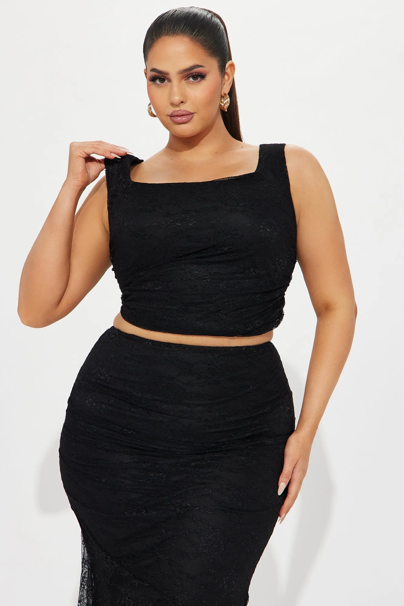 Bella Lace Skirt Set - Black