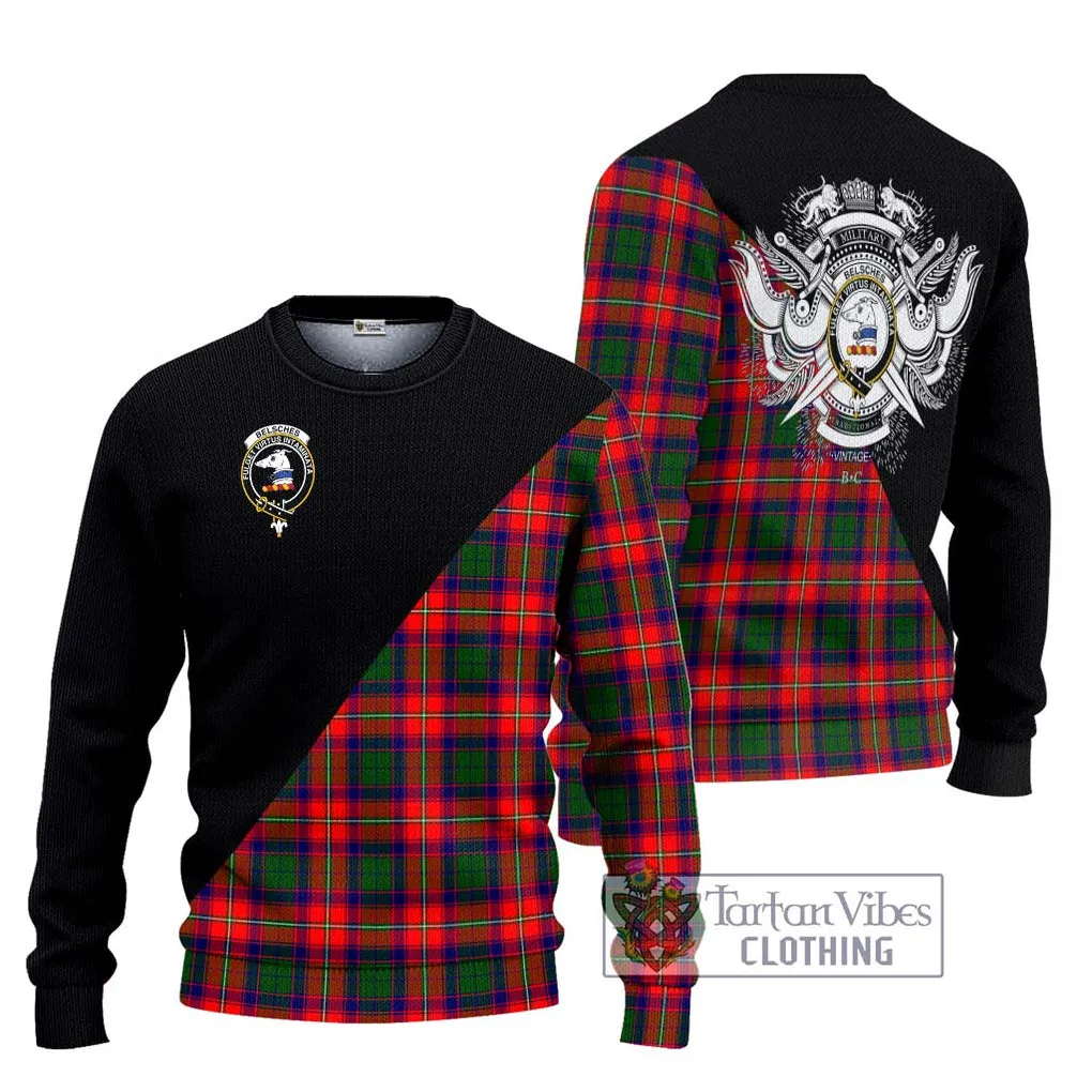 Belsches Tartan Ugly Sweater with Family Crest and Military Logo Style