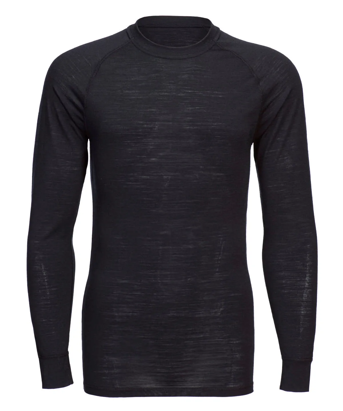 Black - Merino wool crew neck long sleeve top