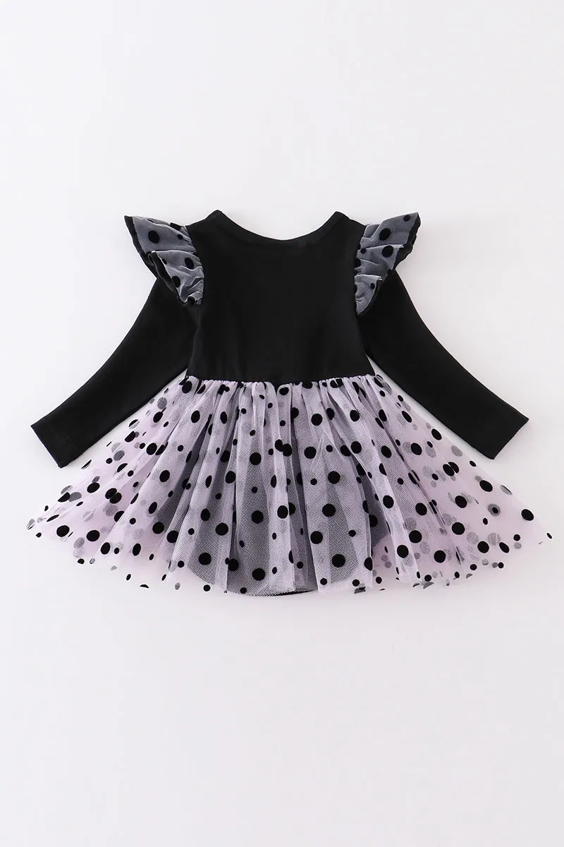 Black "BOO" ruffle baby romper