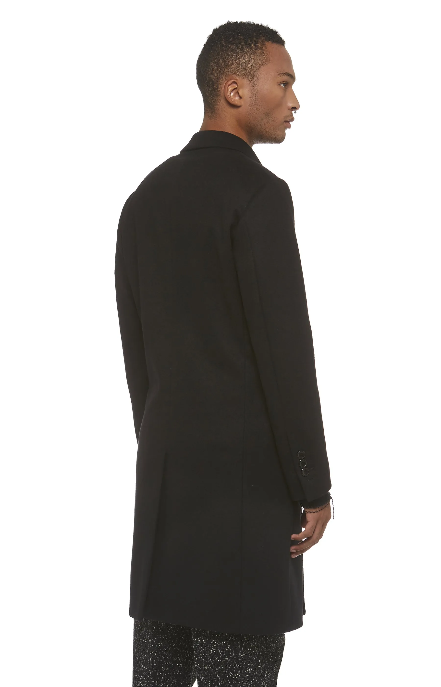 Black Wool DB Overcoat