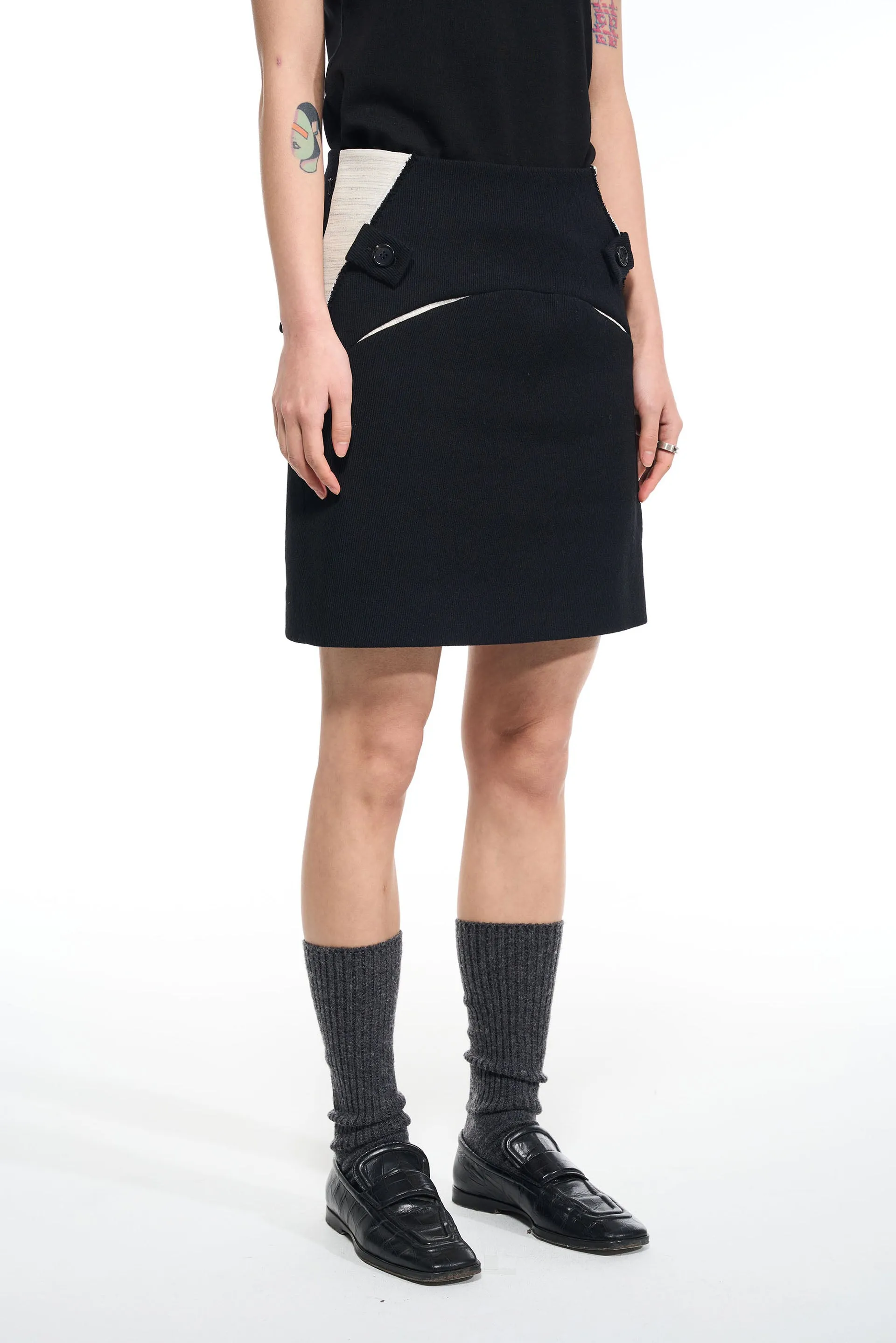 Black Wool Short Skirt