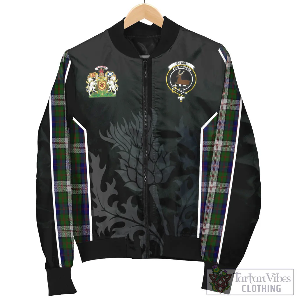 Blair Dress Tartan Bomber Jacket with Family Crest and Scottish Thistle Vibes Sport Style