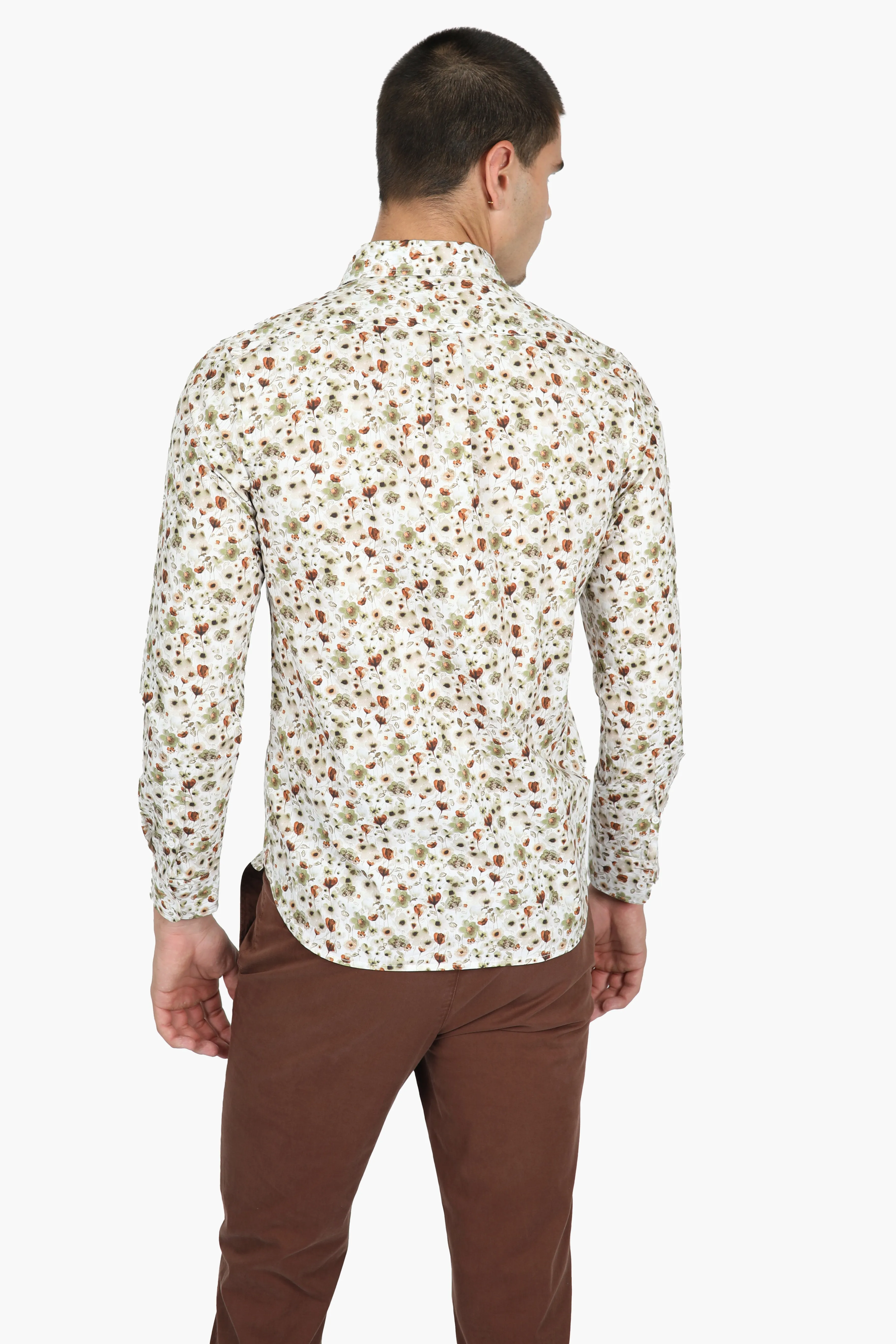 Blooms Pebble Peached Cotton Poplin Shirt