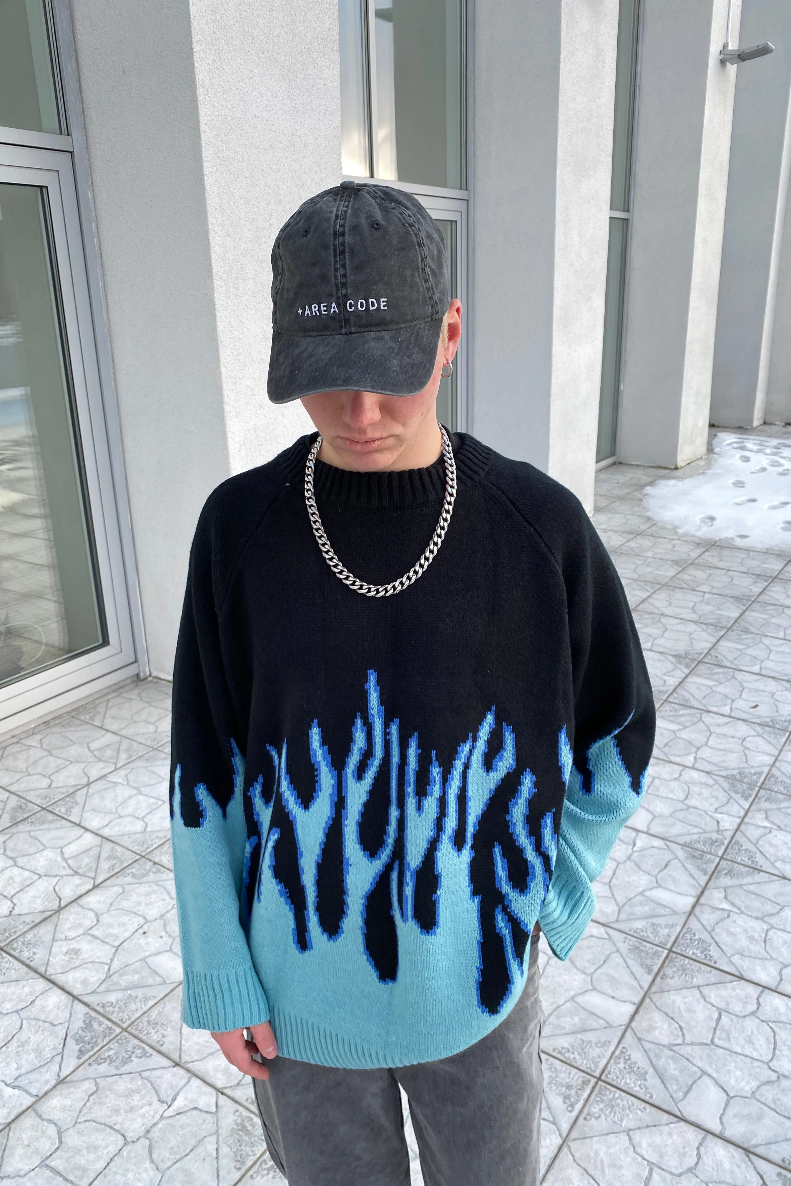 BLUE FLAME oversized sweater