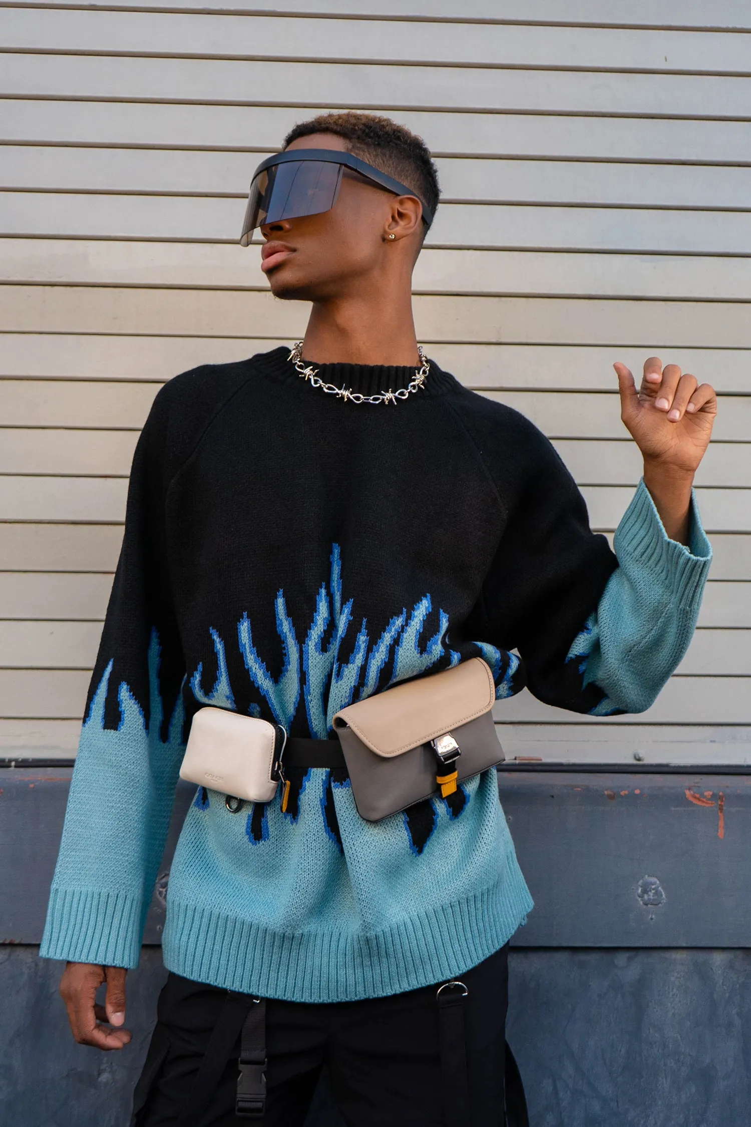 BLUE FLAME oversized sweater