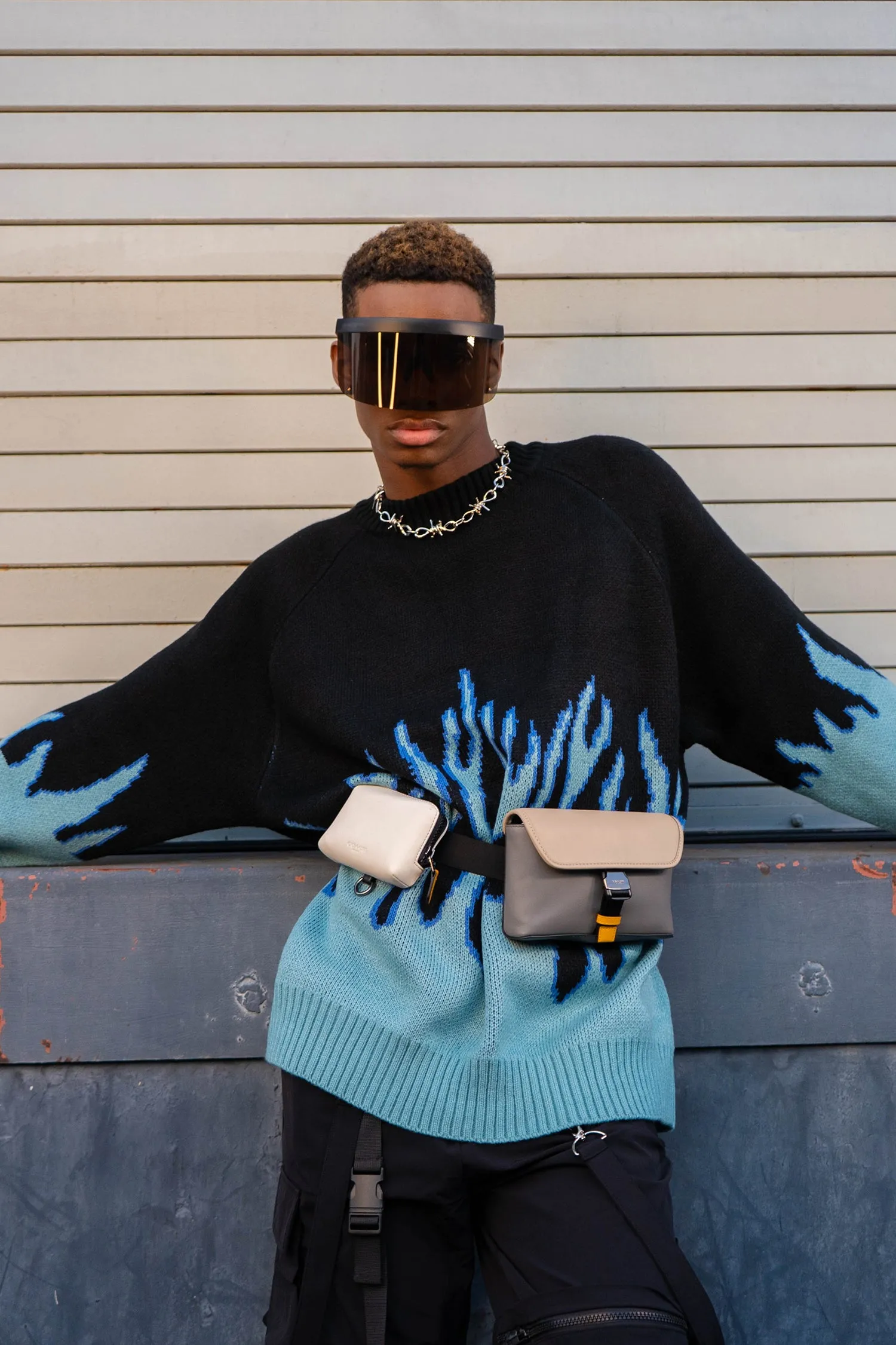 BLUE FLAME oversized sweater