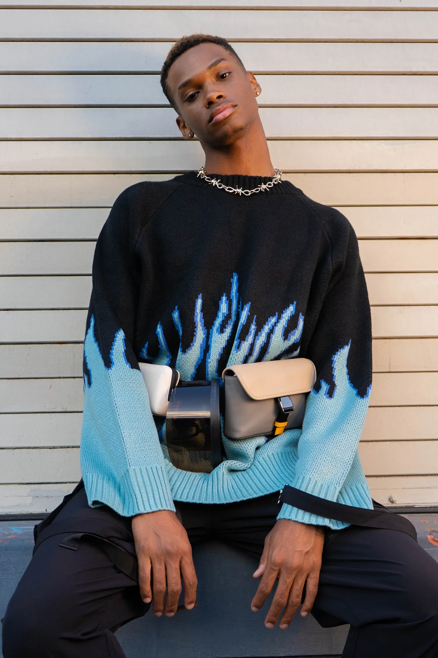 BLUE FLAME oversized sweater