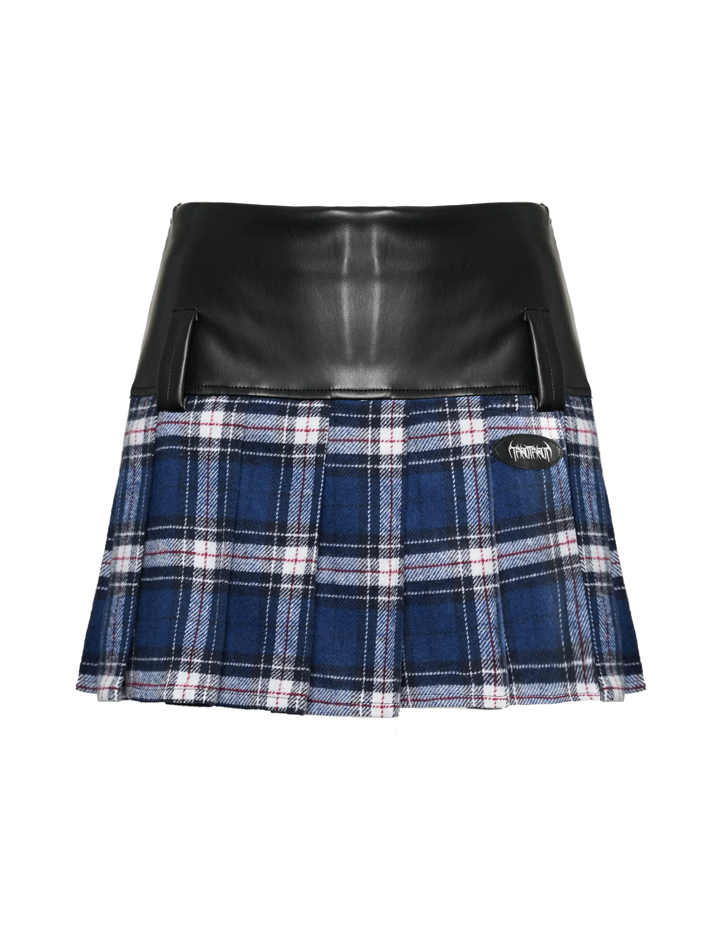 BLUE TRACK retro punk plaid leather skirt