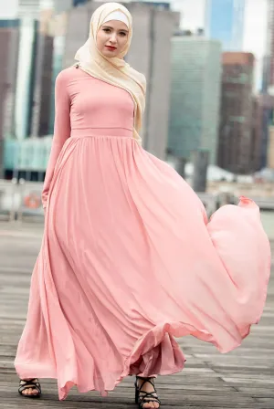 Blush Me Away Chiffon Maxi Dress With Sleeves-CLEARANCE