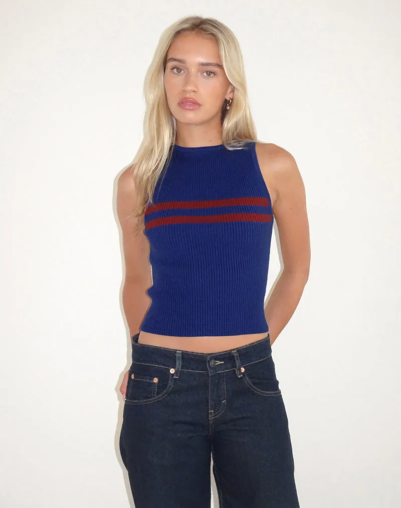 Bonisa Vest in Blue with Red Stripe