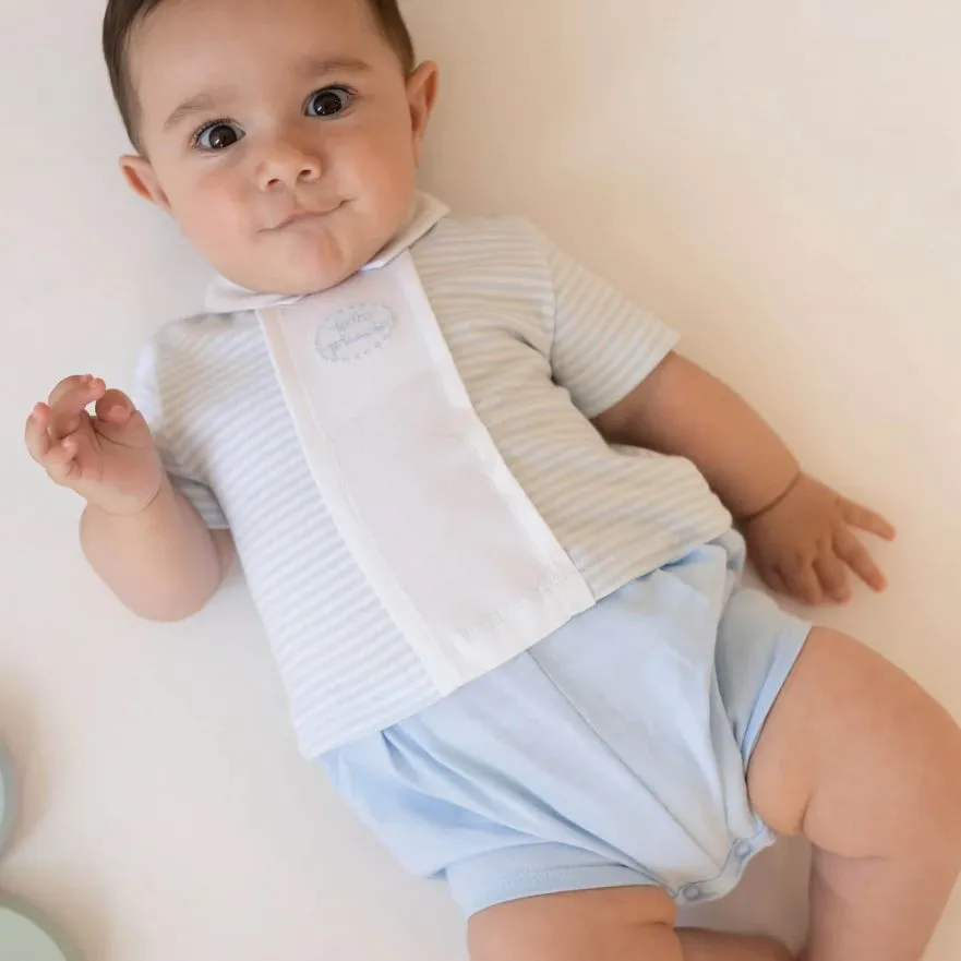 Boys Pale Blue And White Romper