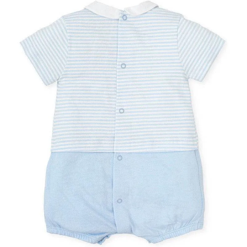 Boys Pale Blue And White Romper