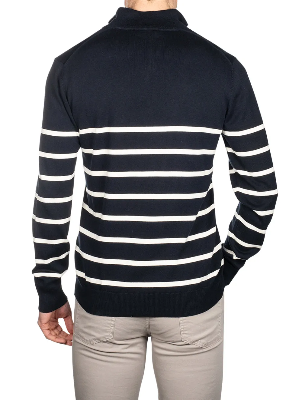 Br Stripe Half Zip Evening Blue