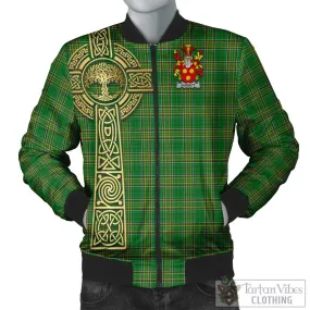 Burnett Irish Clan Tartan Bomber Jacket with Coat of Arms Celtic Tree of Life Style