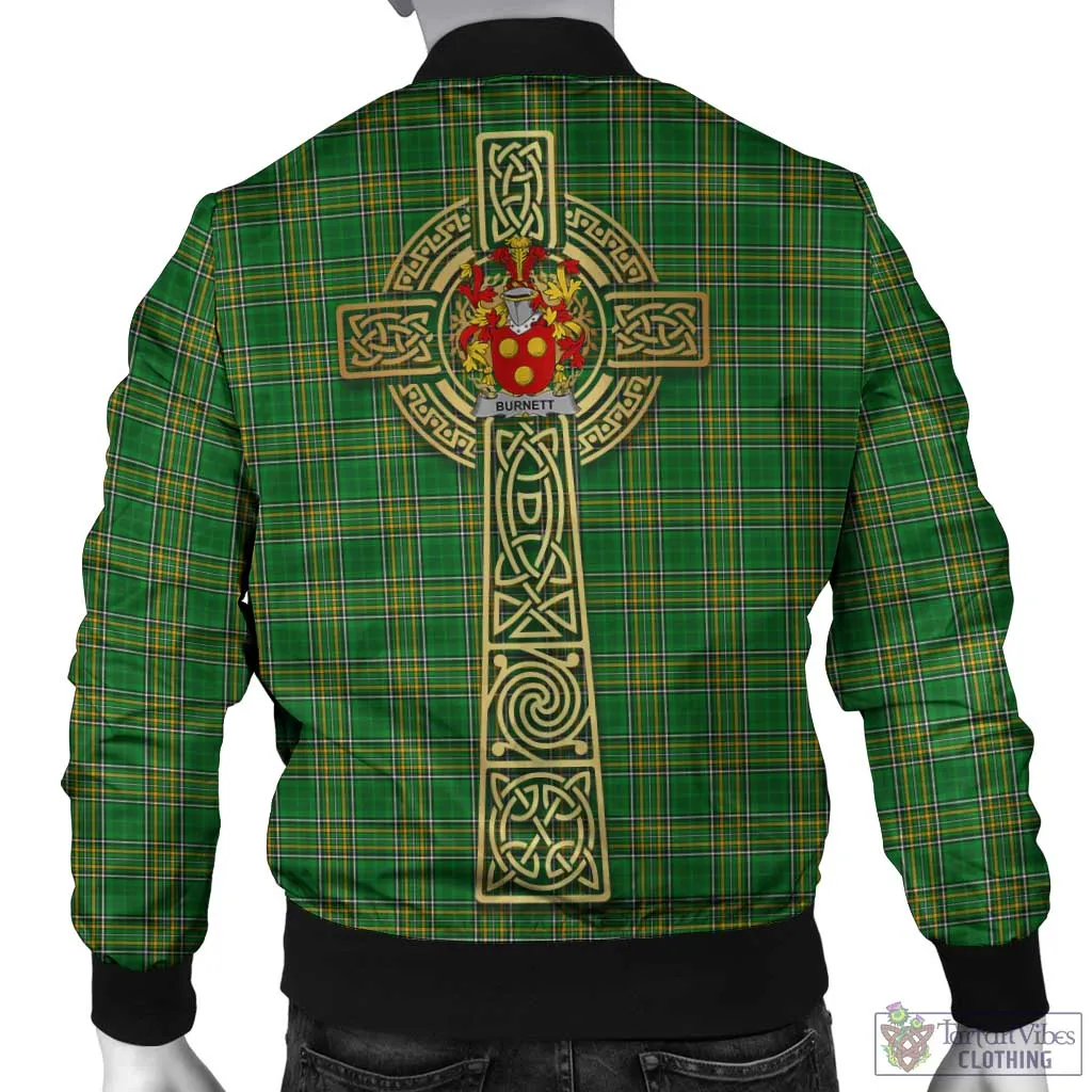 Burnett Irish Clan Tartan Bomber Jacket with Coat of Arms Celtic Tree of Life Style