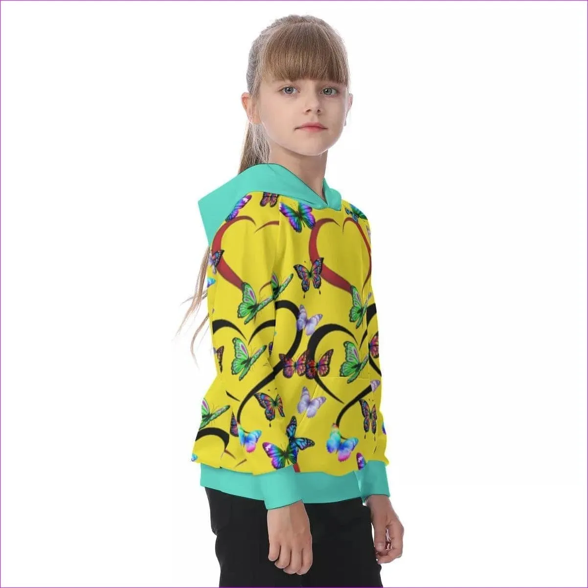 Butterfly Love Kids Raglan Pullover Hoodie