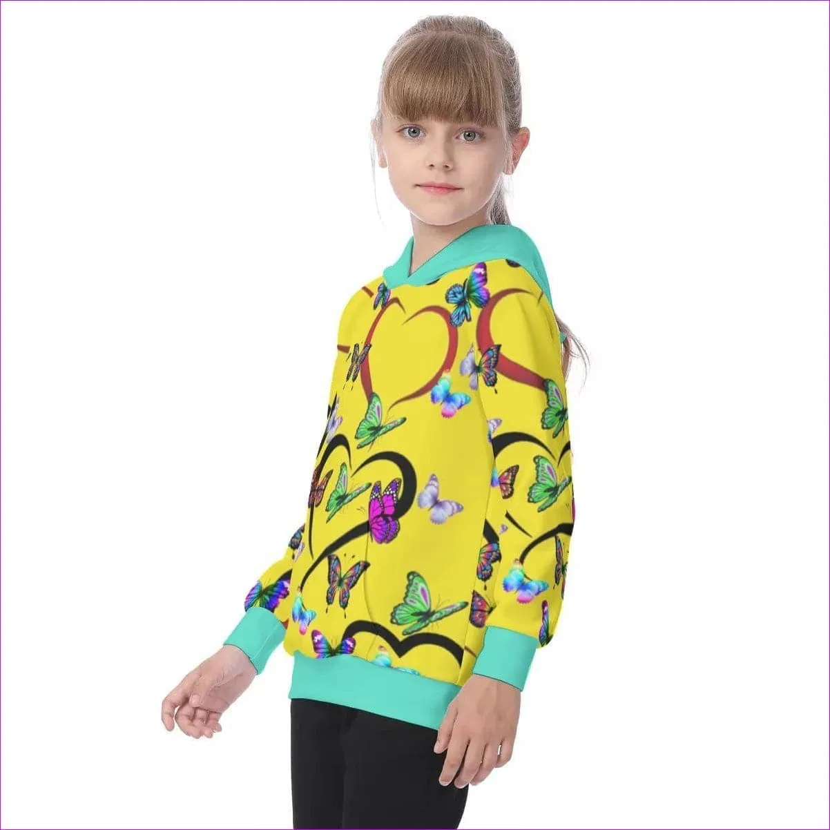 Butterfly Love Kids Raglan Pullover Hoodie