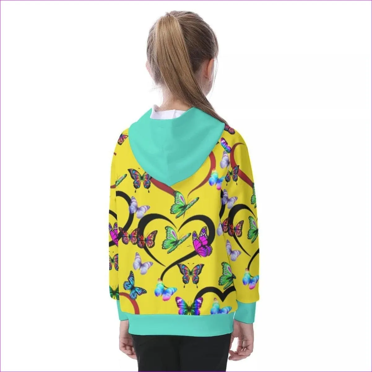 Butterfly Love Kids Raglan Pullover Hoodie