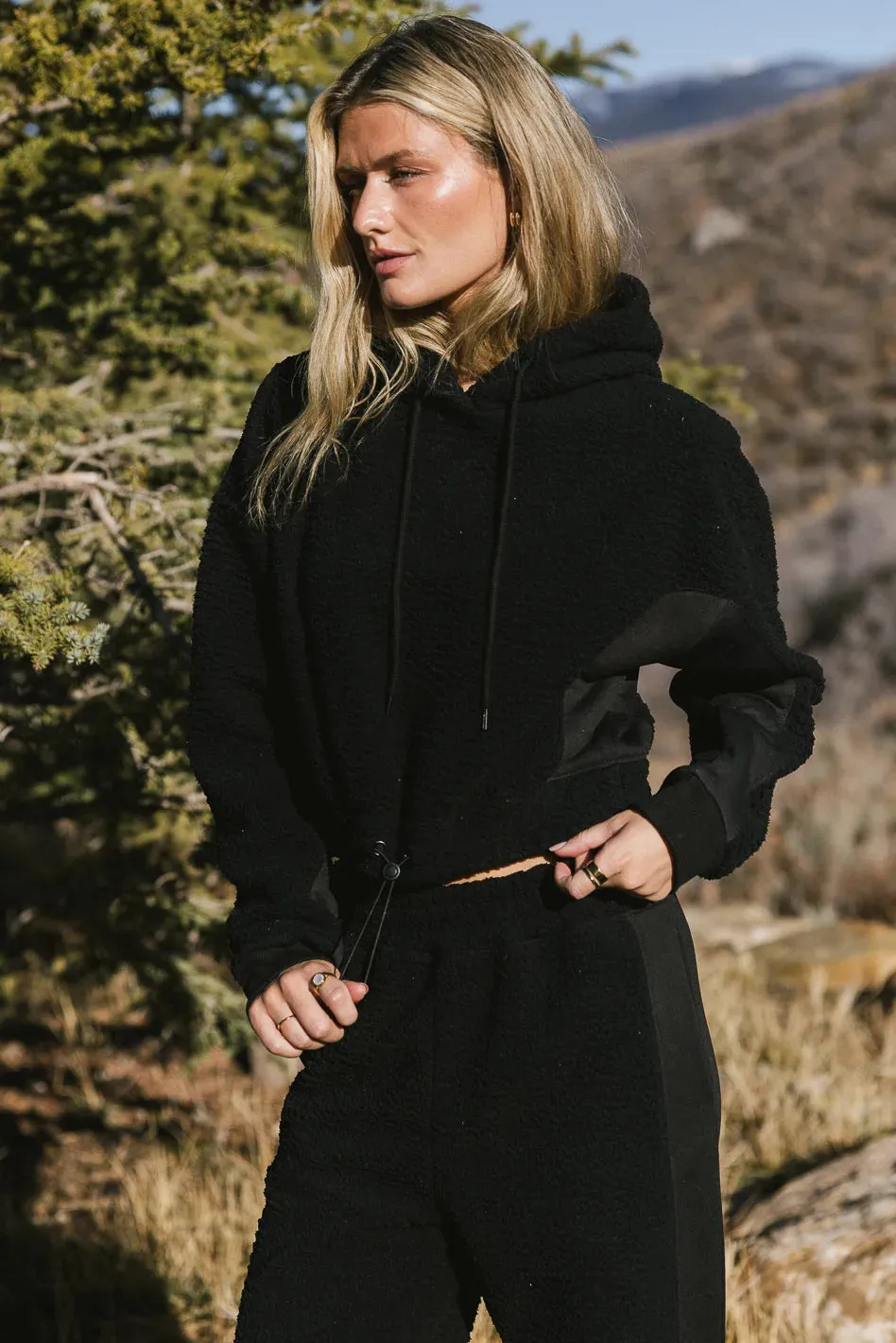 Callie Sherpa Hoodie in Black - FINAL SALE