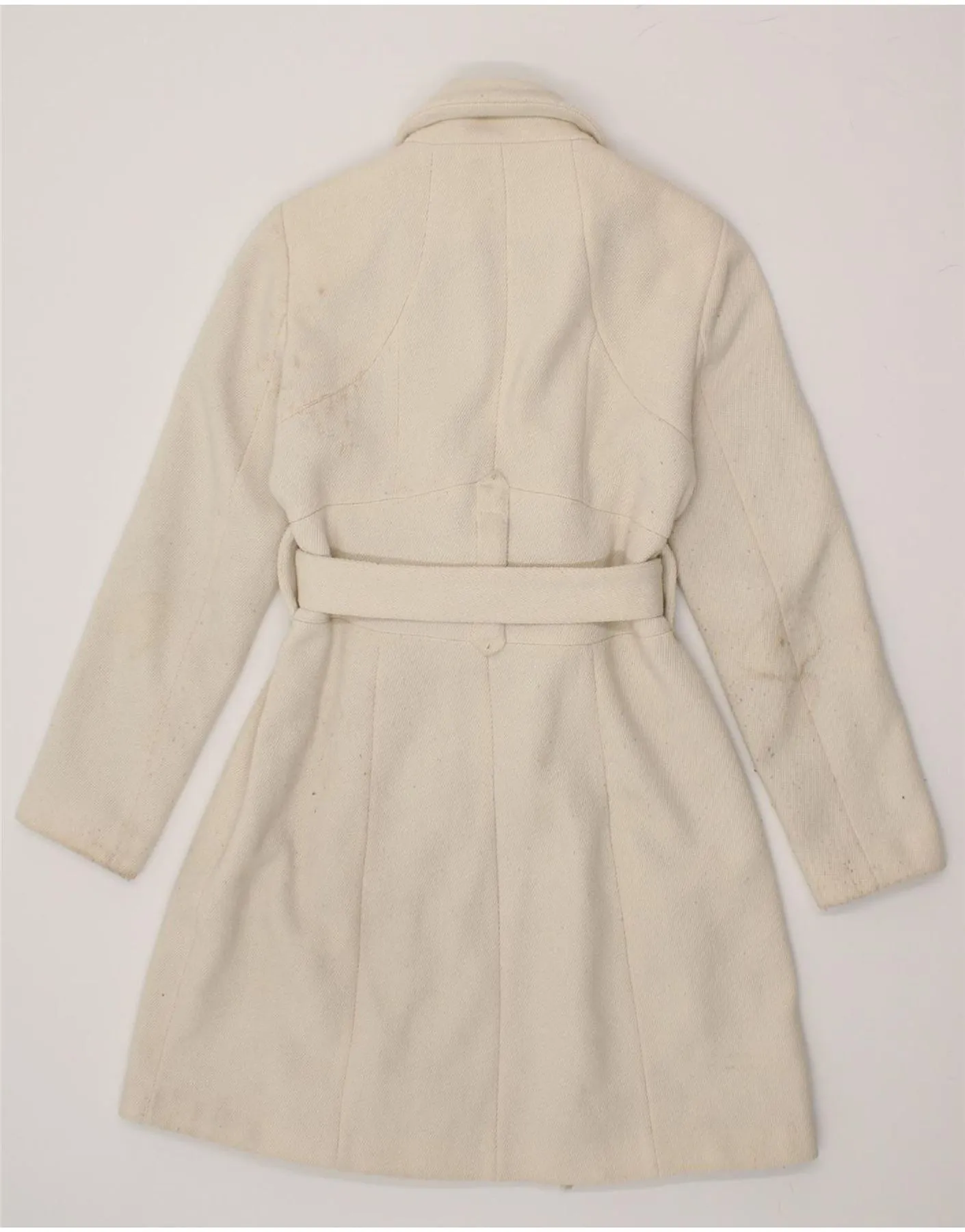 CALVIN KLEIN Womens Overcoat US 2 XS Beige Wool