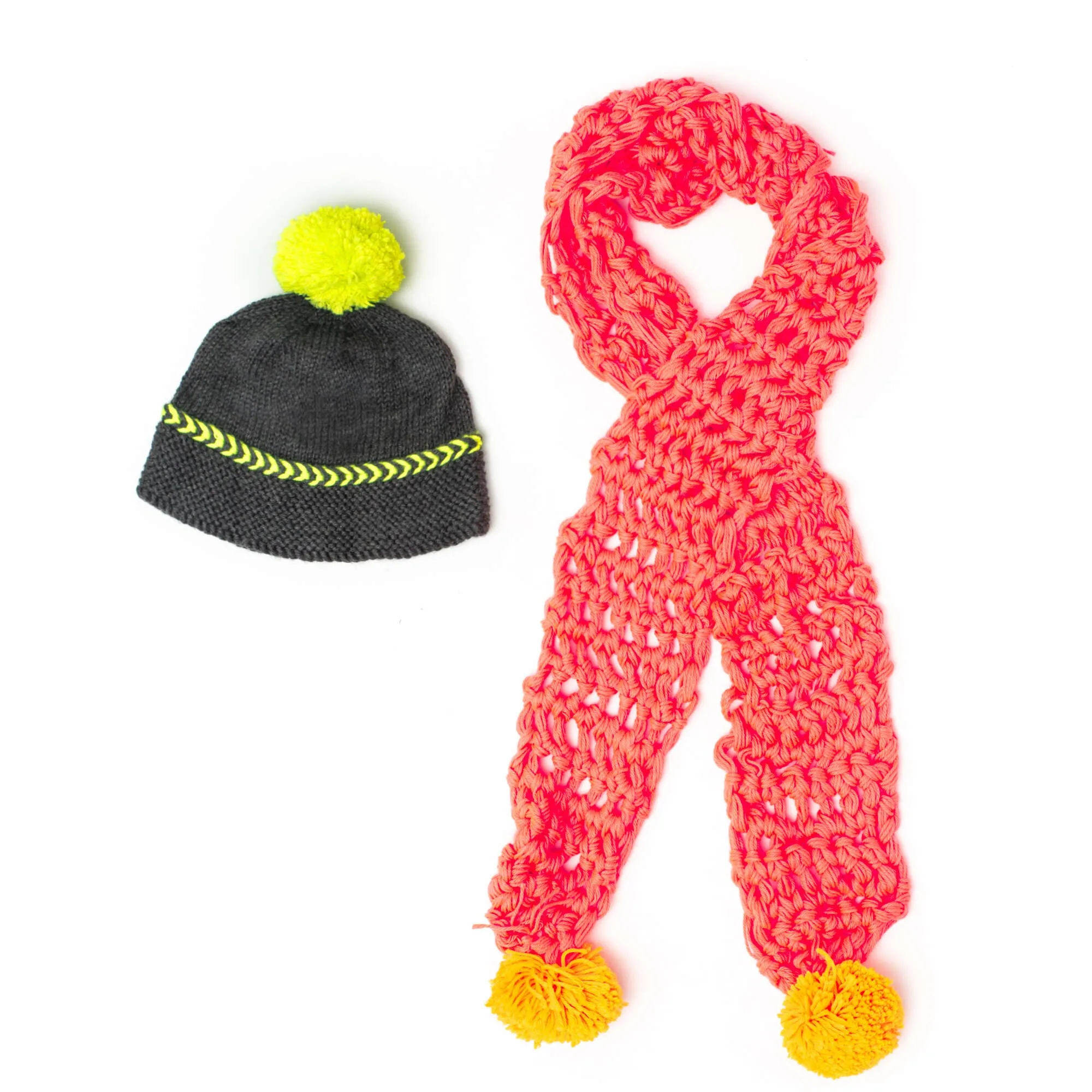 Caron Knit Pop Of Neon Hat