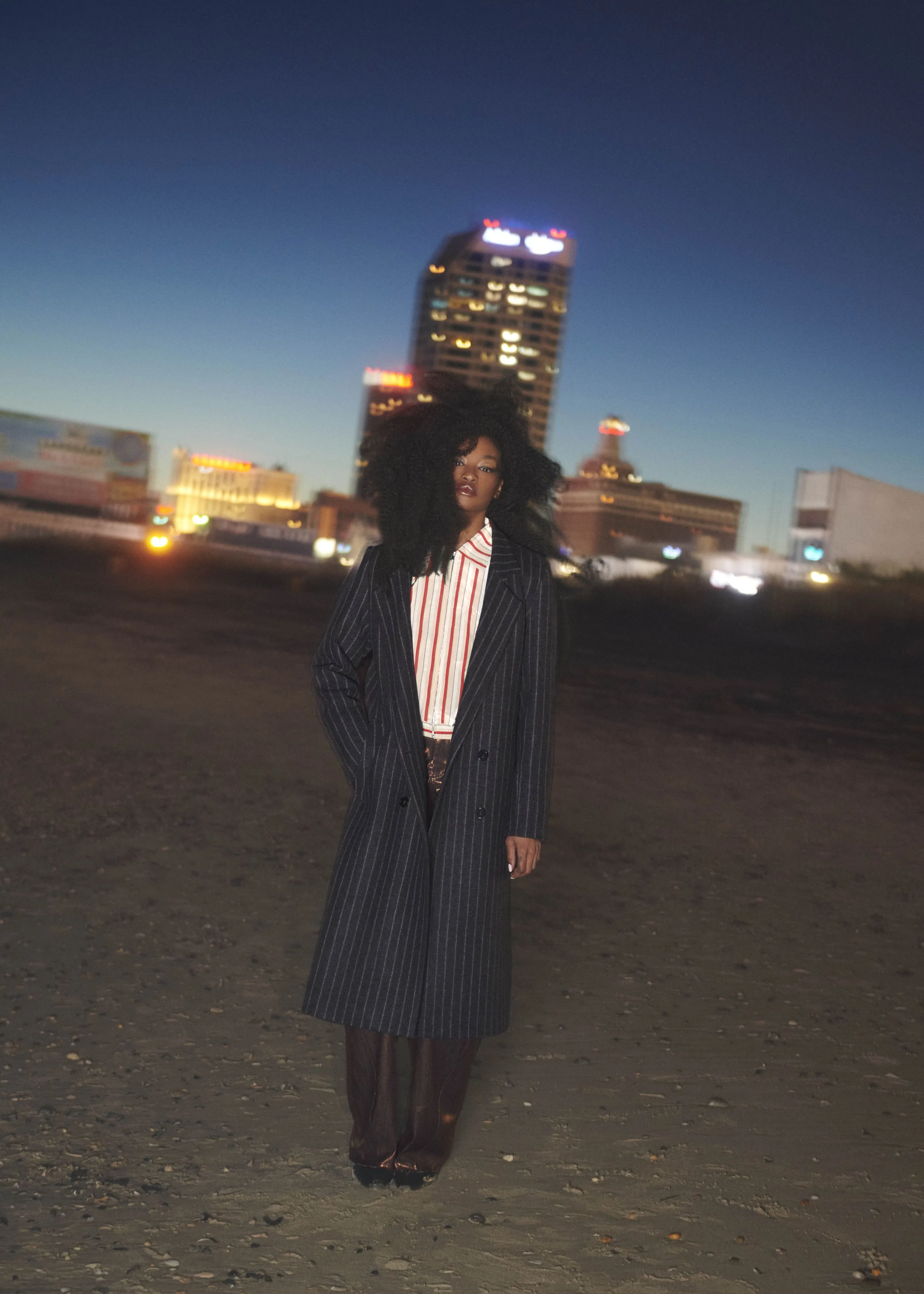 Chalk Pinstripe Oversized Tailored Coat