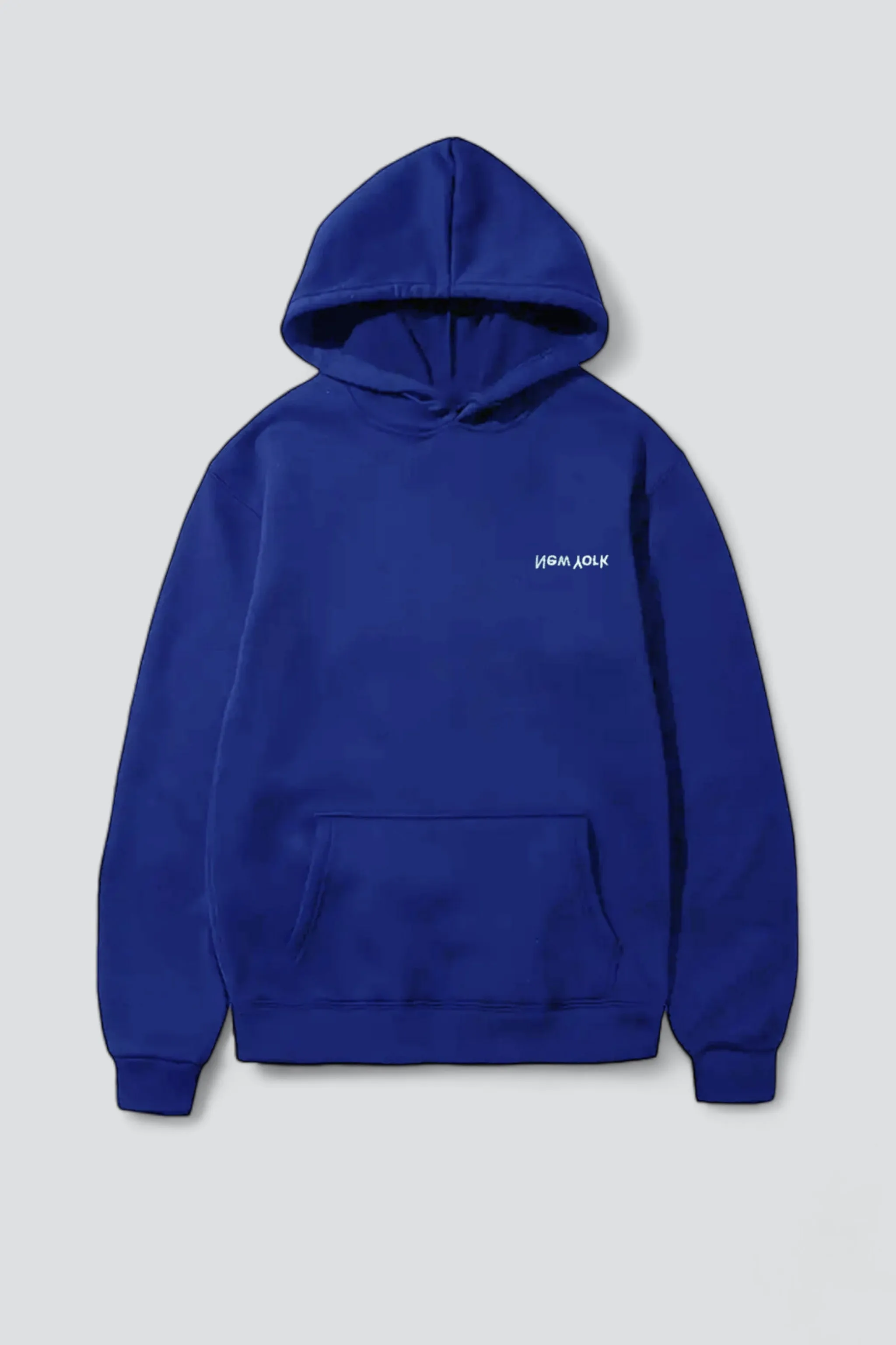 Cobalt Blue Embroidered New York Chest Logo Hoodie 2