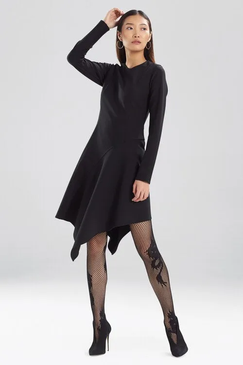 Compact Knit Crepe Asymmetric Flounce Dress