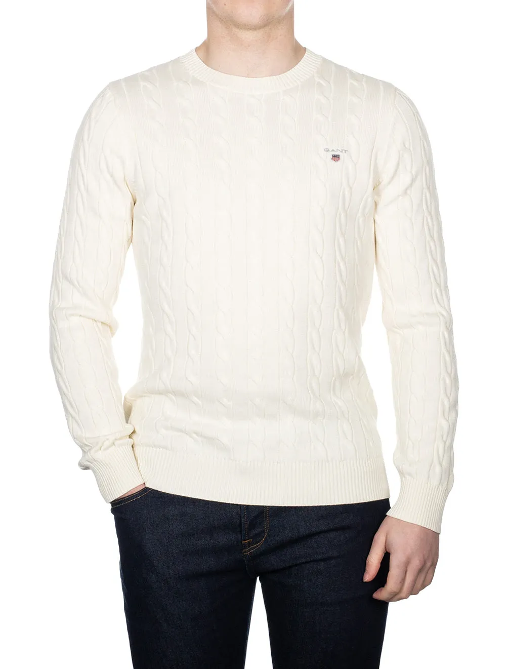 Cotton Cable Crewneck Cream